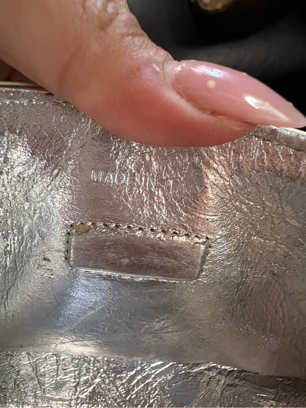 Dior Metallic Silver Crinkled Leather Satchel